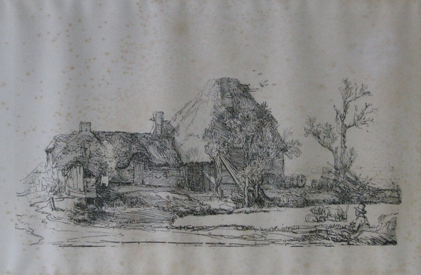 Farm Building with Man Sketching